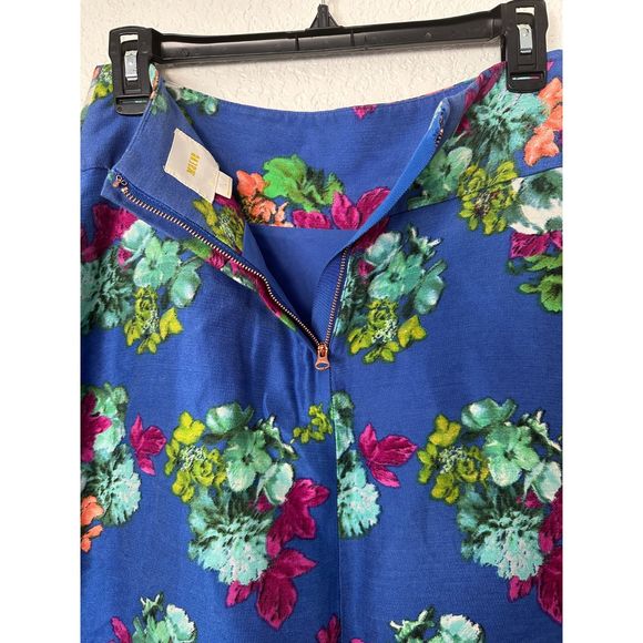 Anthropologie | Maeve | Blue Floral Zippered Rose Pockets Garden Days Skirt Sz 4 - Picture 6 of 9